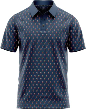 Funny Golf Polo Men Shirts - Short Sleeve UPF Quick Dry Fit Performance Moisture Wicking Stretch Crazy Summer Casual Tropical