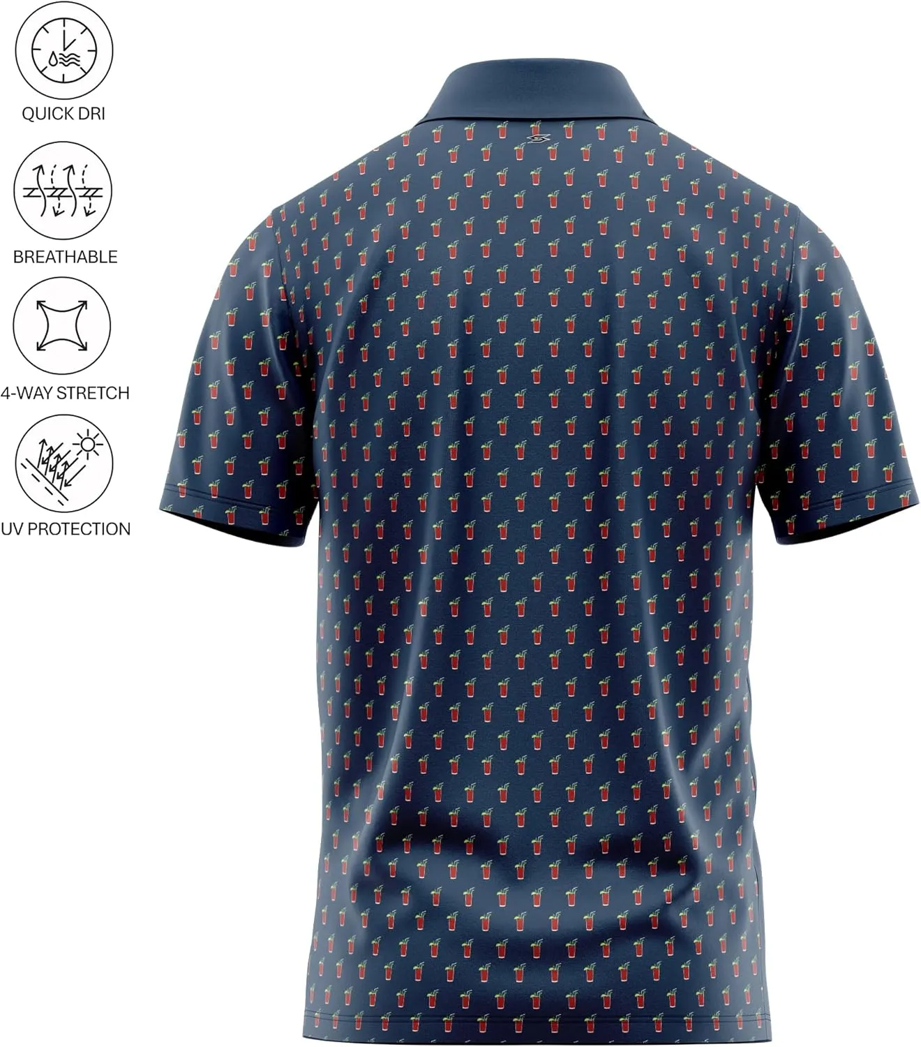 Funny Golf Polo Men Shirts - Short Sleeve UPF Quick Dry Fit Performance Moisture Wicking Stretch Crazy Summer Casual Tropical