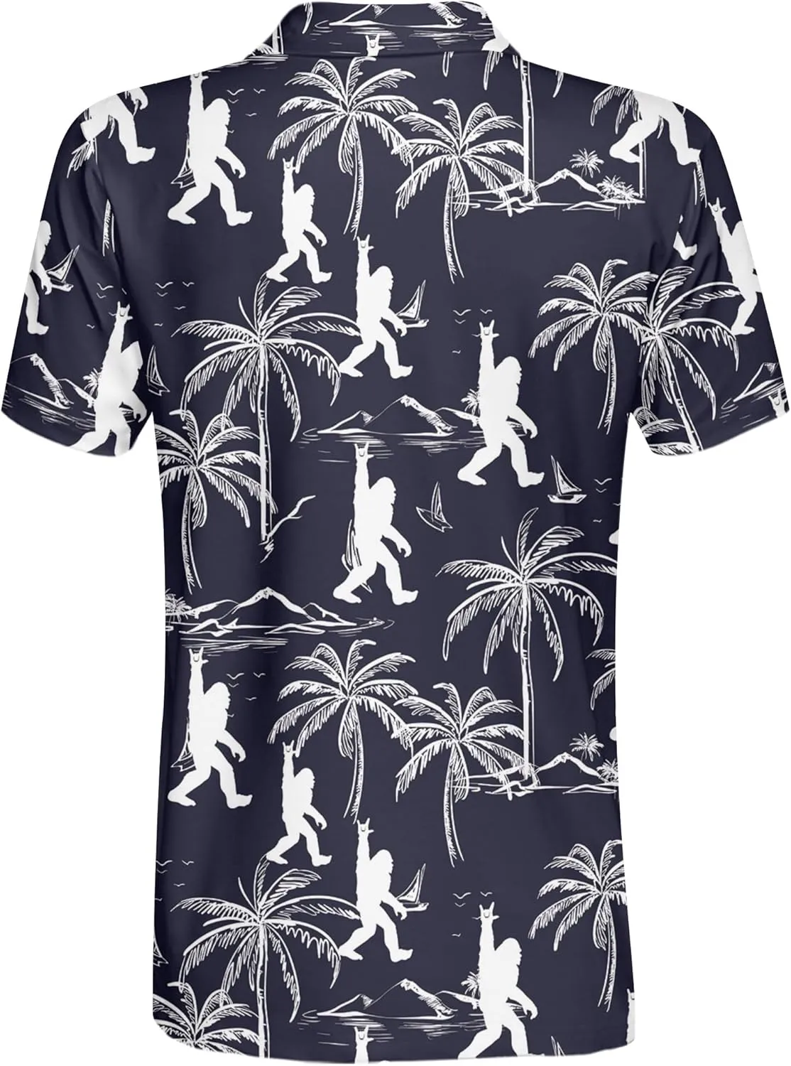 Funny Golf Shirt for Men Hawaiian Print Mens Polo Shirts Retro Printed Outfit