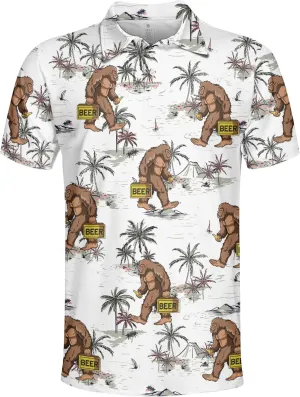 Funny Golf Shirt for Men Hawaiian Print Mens Polo Shirts Retro Printed Outfit