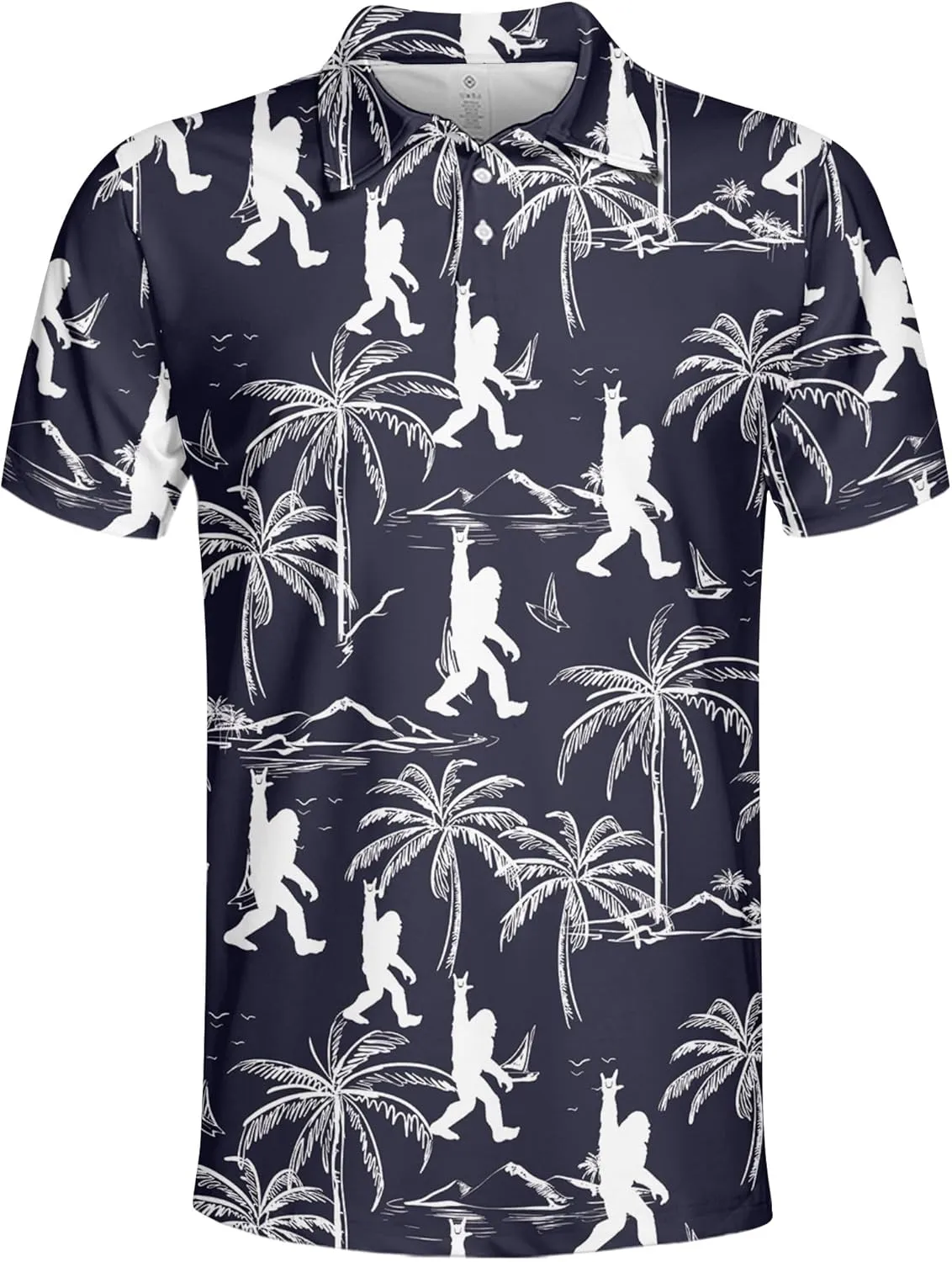 Funny Golf Shirt for Men Hawaiian Print Mens Polo Shirts Retro Printed Outfit