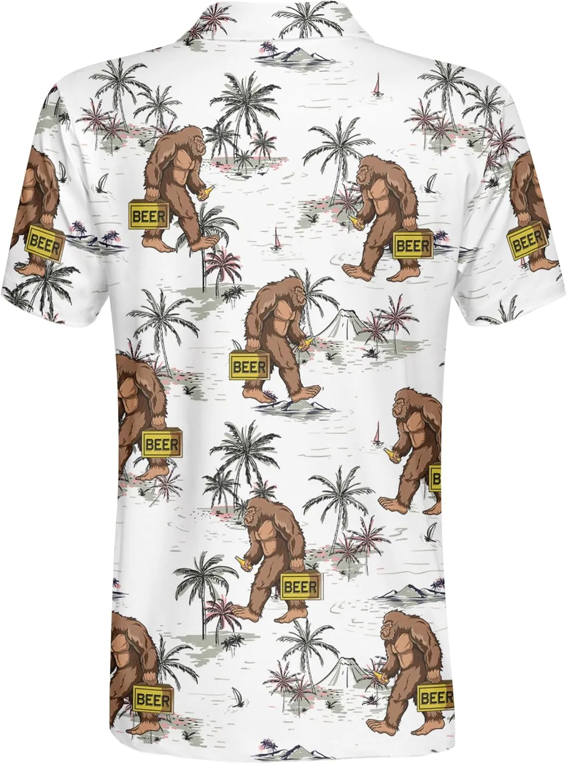 Funny Golf Shirt for Men Hawaiian Print Mens Polo Shirts Retro Printed Outfit