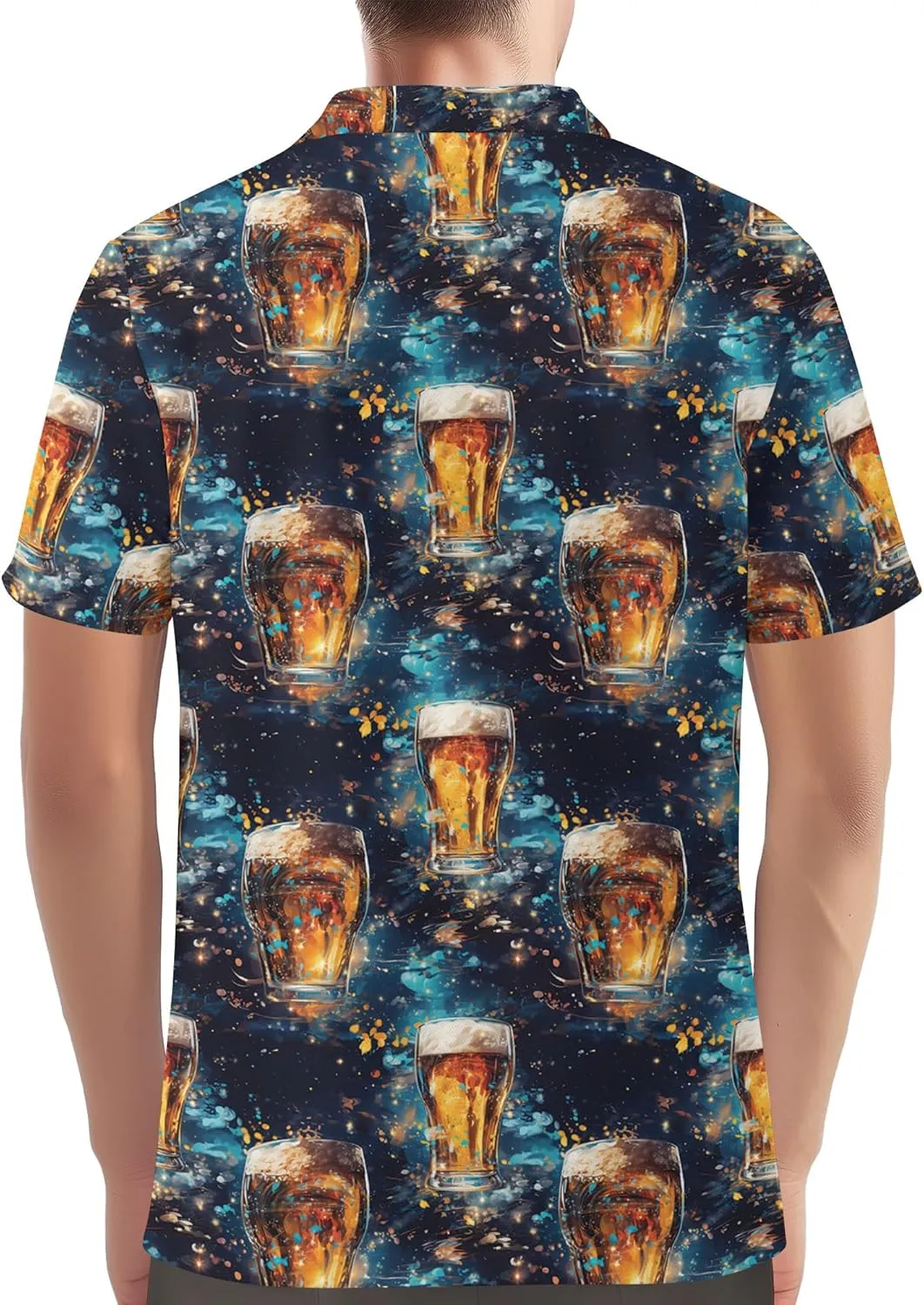 Funny Golf Shirt for Men Hawaiian Print Mens Polo Shirts Retro Printed Outfit