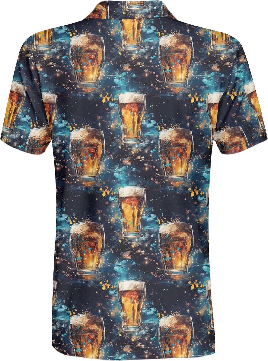 Funny Golf Shirt for Men Hawaiian Print Mens Polo Shirts Retro Printed Outfit