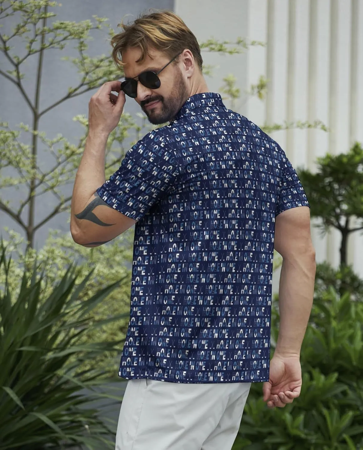 Funny Mens Golf Shirt Moisture Wicking Quick Dry Print Performance Short Sleeve Collared Polo Shirts for Men