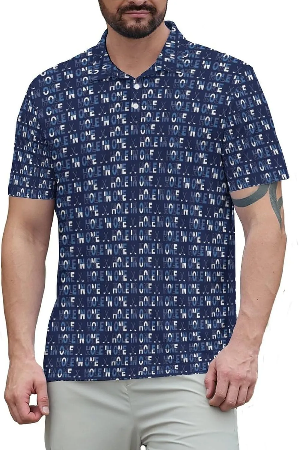 Funny Mens Golf Shirt Moisture Wicking Quick Dry Print Performance Short Sleeve Collared Polo Shirts for Men