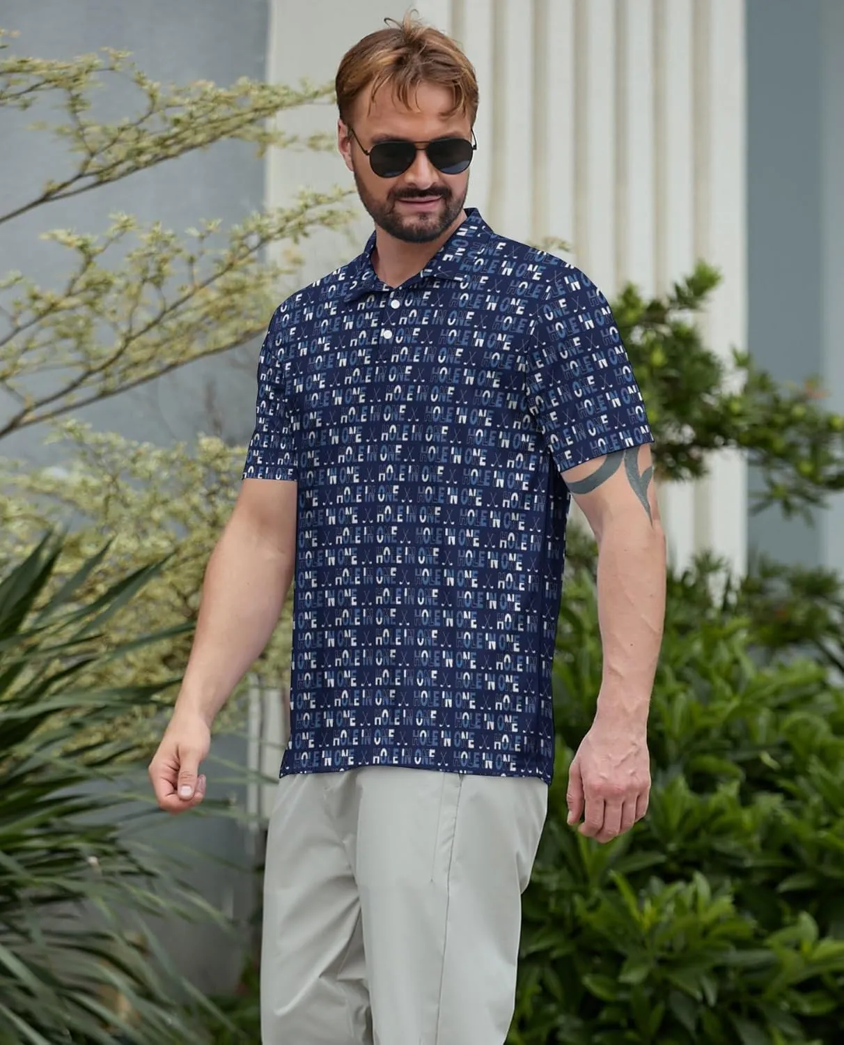 Funny Mens Golf Shirt Moisture Wicking Quick Dry Print Performance Short Sleeve Collared Polo Shirts for Men
