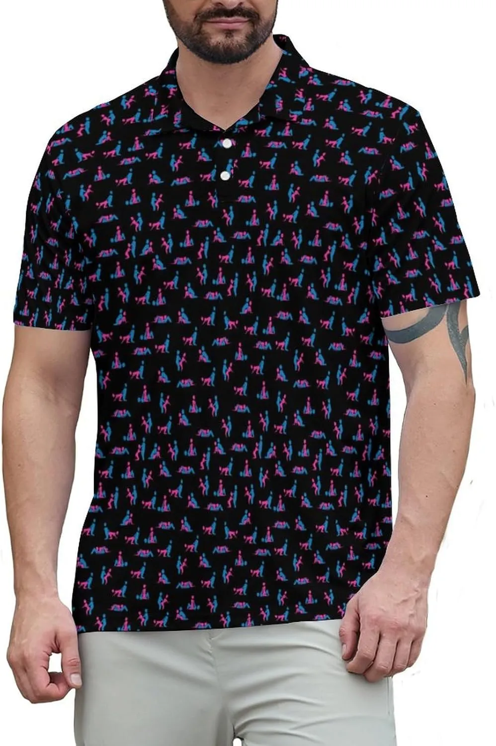 Funny Mens Golf Shirt Moisture Wicking Quick Dry Print Performance Short Sleeve Collared Polo Shirts for Men