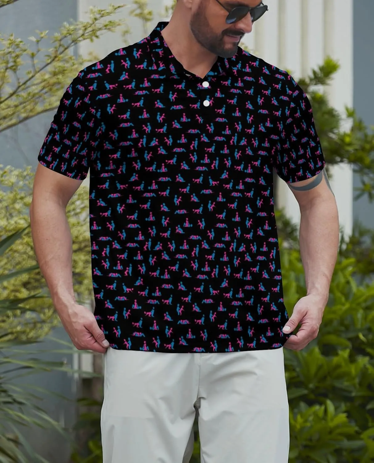 Funny Mens Golf Shirt Moisture Wicking Quick Dry Print Performance Short Sleeve Collared Polo Shirts for Men