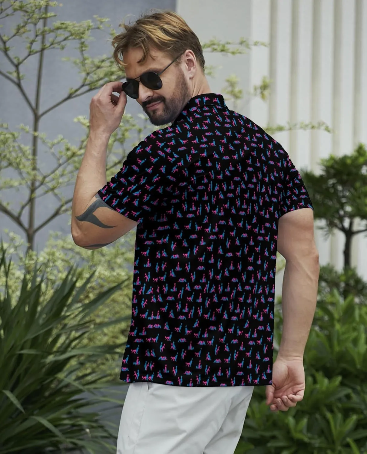 Funny Mens Golf Shirt Moisture Wicking Quick Dry Print Performance Short Sleeve Collared Polo Shirts for Men