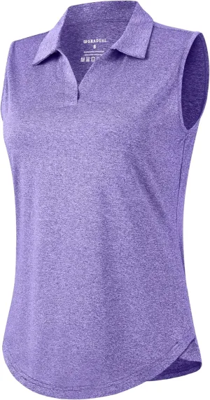G Gradual Sleeveless Golf Shirts for Women Collared V Neck Tennis Tank Top Cooling Polo UPF 50  Quick Dry Lightweight