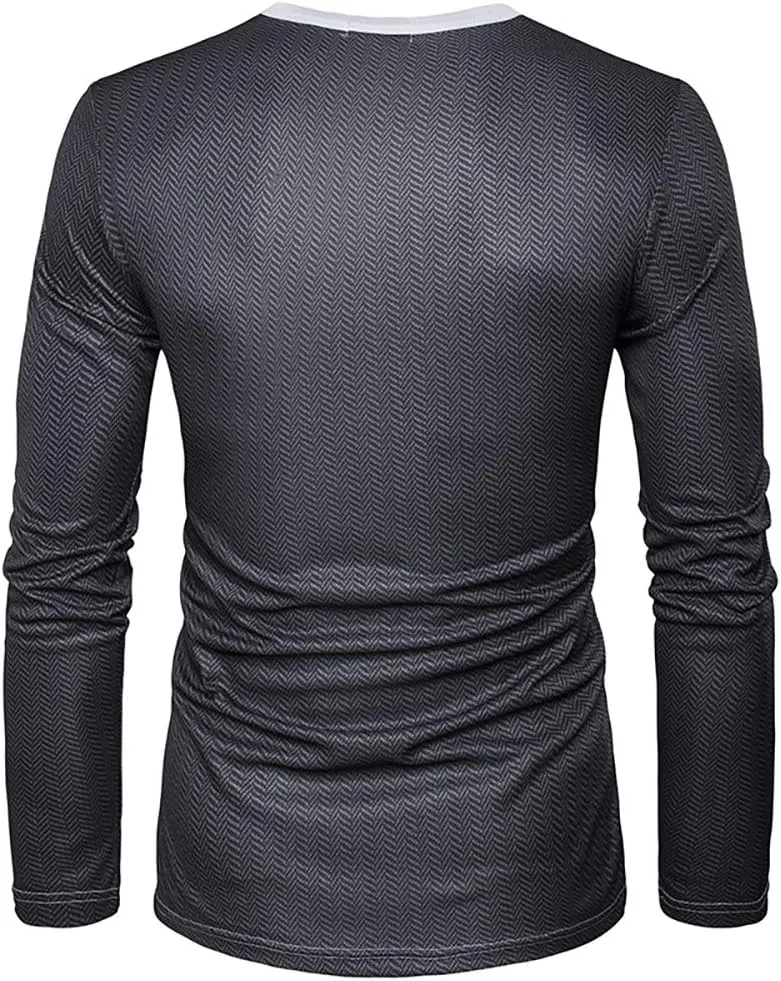 GRATJCIN Men's 3D-Print Tuxedo Shirts Long Sleeve T-Shirt