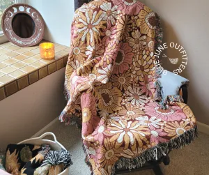 Groovy Pattern | Retro Flowers Woven Blanket