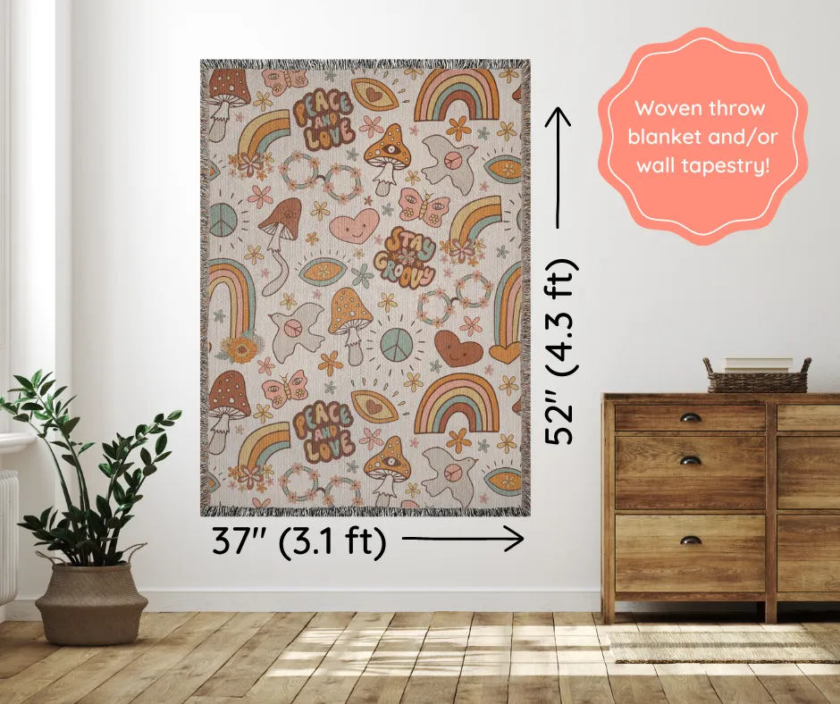 Groovy Retro Graphics | Hippie Woven Blanket