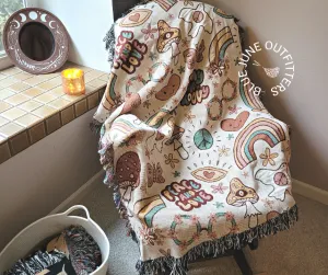 Groovy Retro Graphics | Hippie Woven Blanket