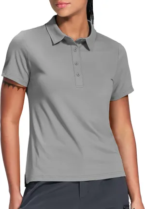 Haimont Womens Polo Shirts Golf Casual Work Short Sleeve UPF 50   Sun Protection 4 Buttons Collared Shirt Quick Dry Tops