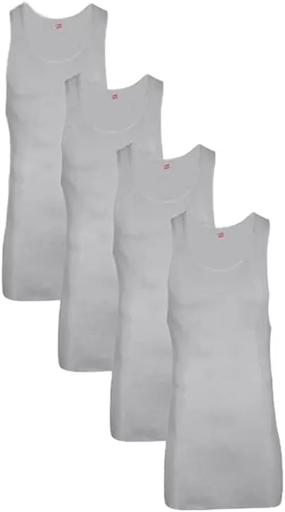 Hanes Mens Tank Tagless A-Shirts 6-Pack, Gray, Large