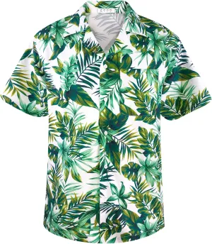 Hawaiian Shirt for Men Summer Beach Casual Short Sleeve Button Down Shirts Printed Palmshadow Clothing