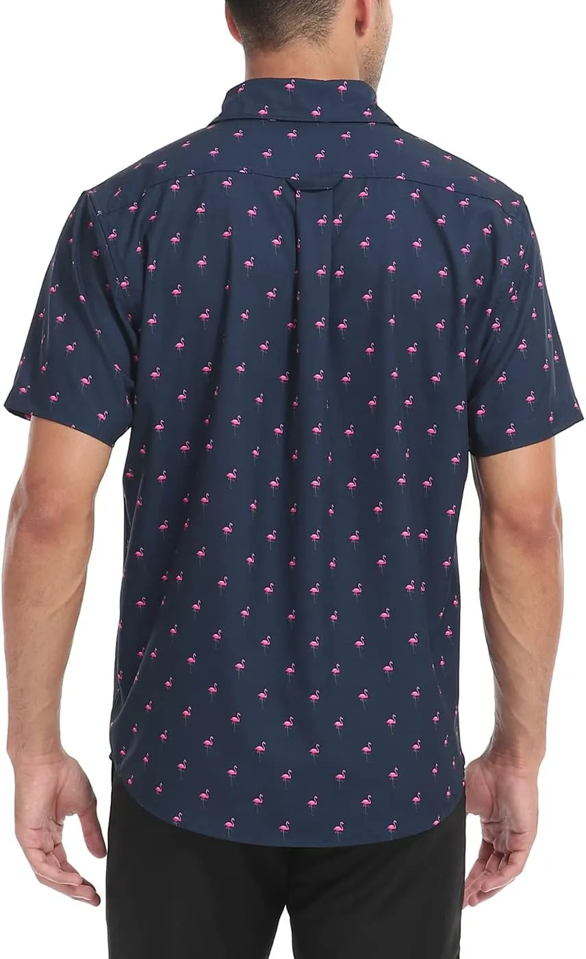 HDE Mens Casual Button Down Shirt S-5XL Big Short Sleeve Floral Hawaiian Print