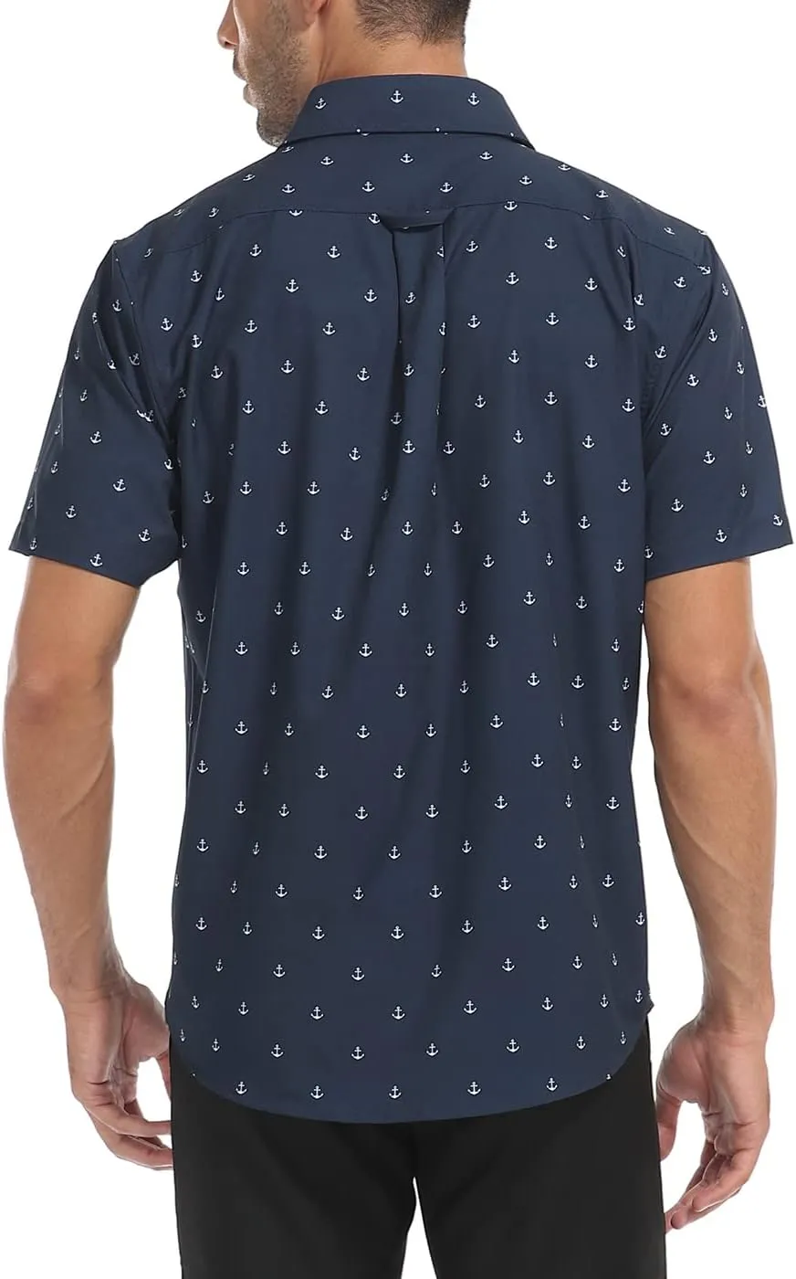 HDE Mens Casual Button Down Shirt S-5XL Big Short Sleeve Floral Hawaiian Print