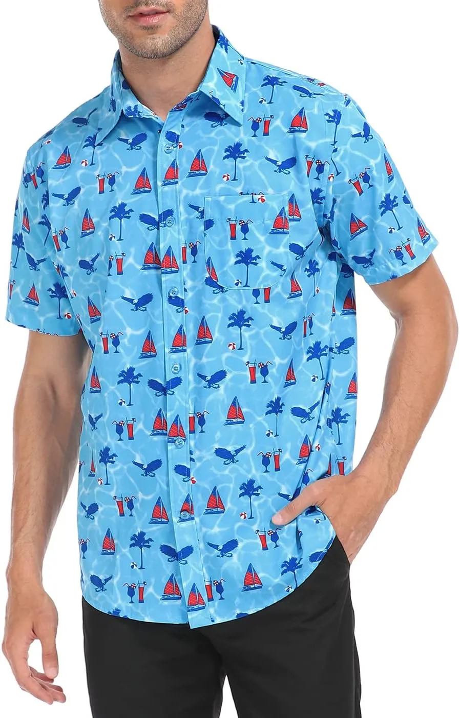 HDE Mens Casual Button Down Shirt S-5XL Big Short Sleeve Floral Hawaiian Print