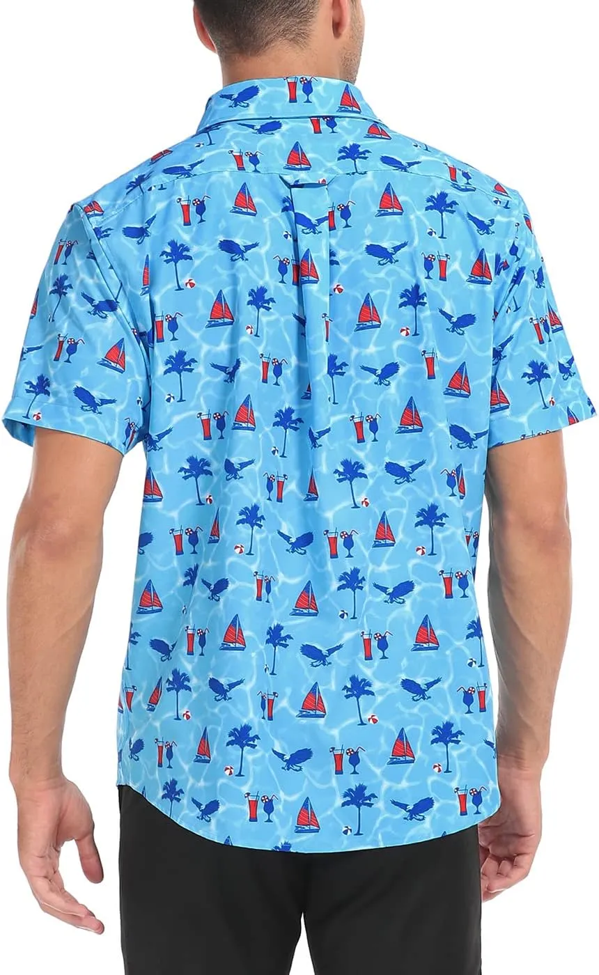 HDE Mens Casual Button Down Shirt S-5XL Big Short Sleeve Floral Hawaiian Print