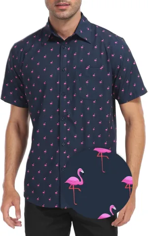 HDE Mens Casual Button Down Shirt S-5XL Big Short Sleeve Floral Hawaiian Print