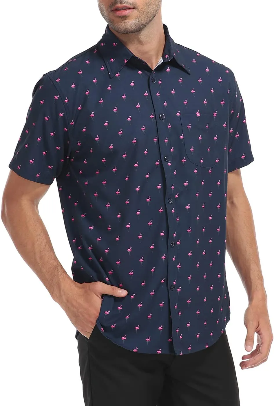 HDE Mens Casual Button Down Shirt S-5XL Big Short Sleeve Floral Hawaiian Print