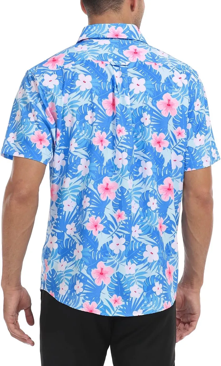 HDE Mens Casual Button Down Shirt S-5XL Big Short Sleeve Floral Hawaiian Print