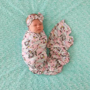 Hello Unicorn Swaddle Headband Set