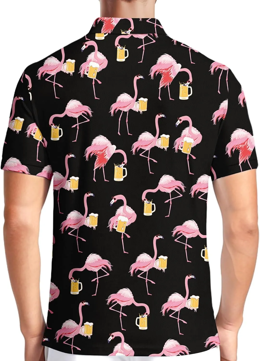 HIVICHI Golf Shirts for Men Funny Hawaiian Crazy Print Mens Polo Shirt