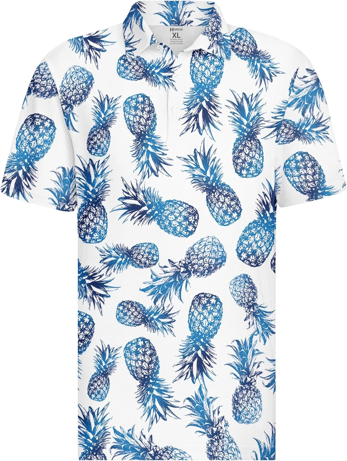 HIVICHI Golf Shirts for Men Funny Hawaiian Crazy Print Mens Polo Shirt