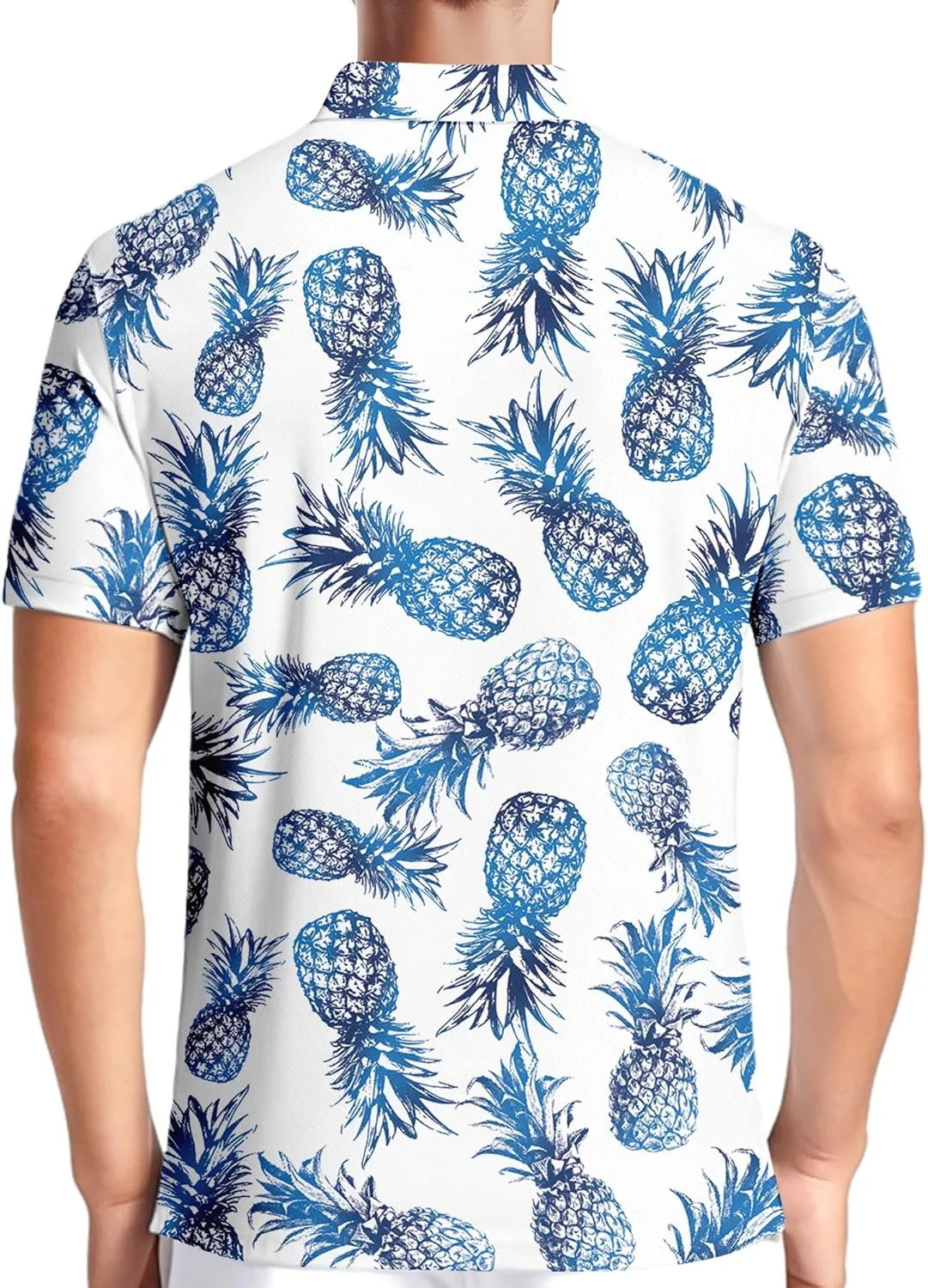 HIVICHI Golf Shirts for Men Funny Hawaiian Crazy Print Mens Polo Shirt