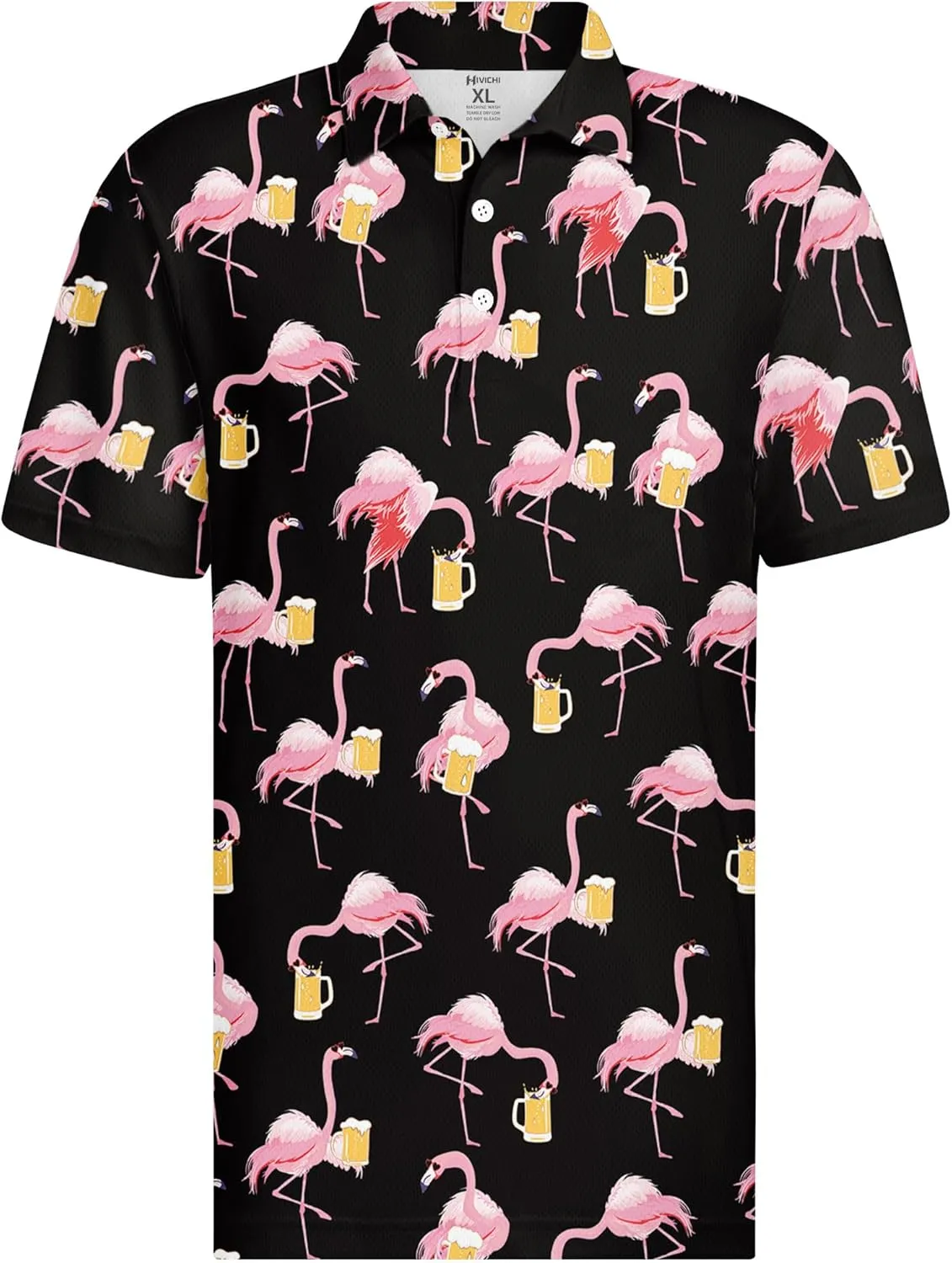 HIVICHI Golf Shirts for Men Funny Hawaiian Crazy Print Mens Polo Shirt