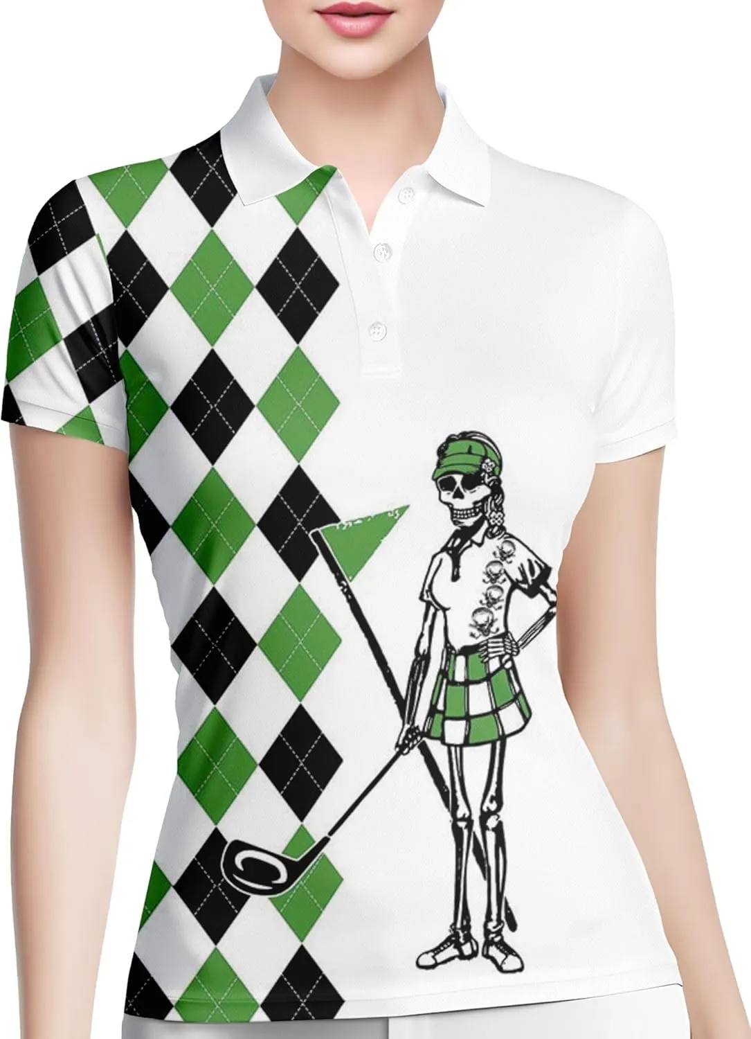 HIVICHI Womens Golf Shirt Hawaiian Funny Crazy Polo Shirts for Women