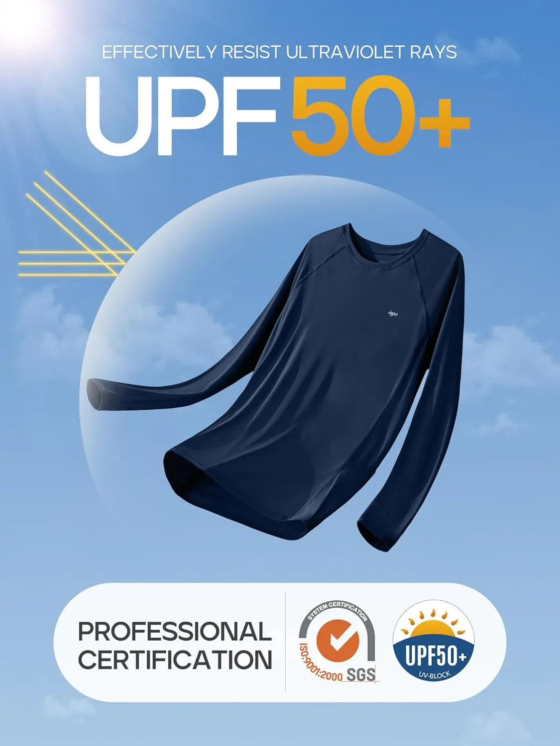 IUGA Rash Guard for Women UPF 50  SPF UV Protection Long Sleeve Workout Tops with Pockets Dry Fit Hiking Swim Shirt