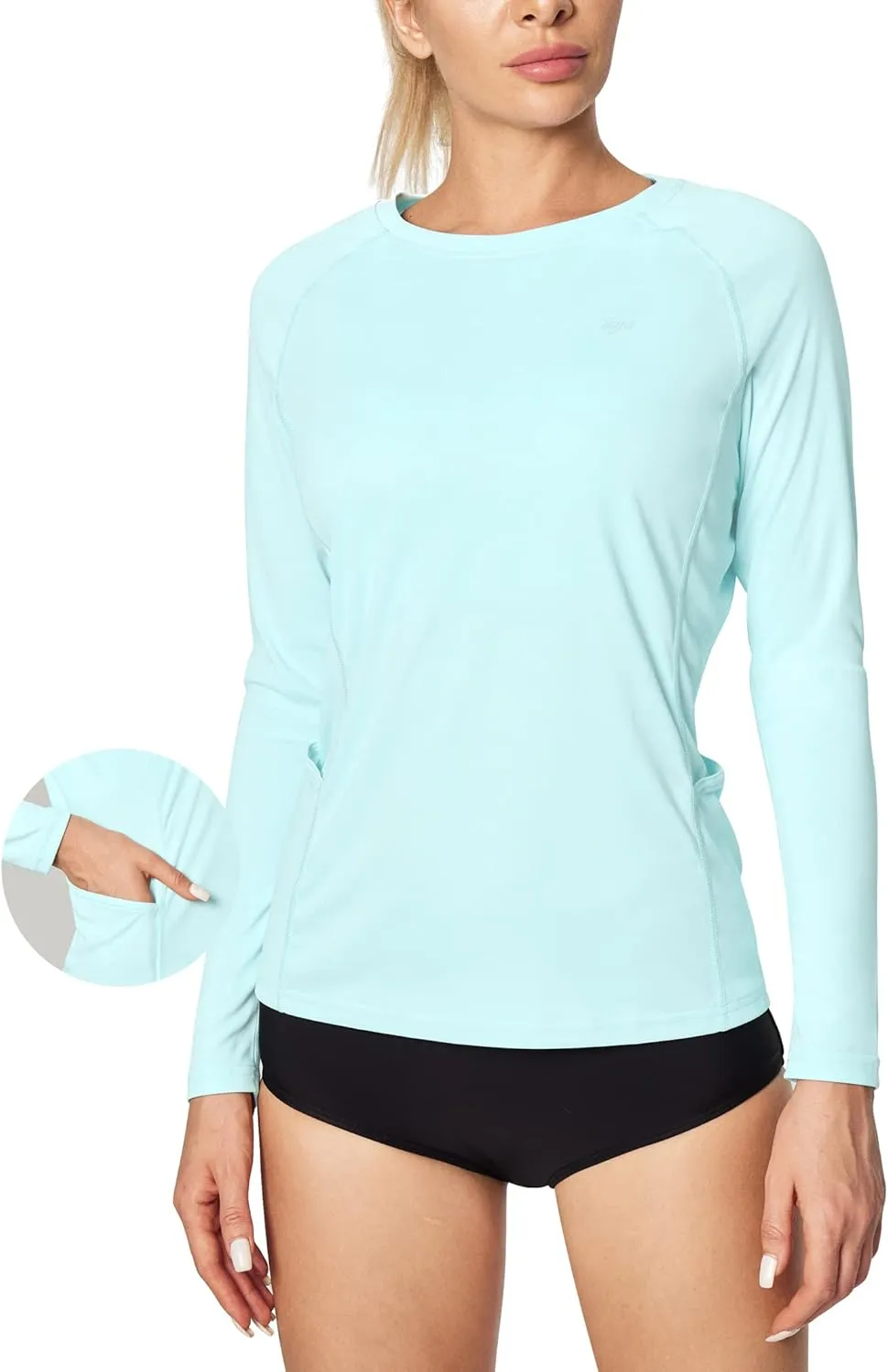 IUGA Rash Guard for Women UPF 50  SPF UV Protection Long Sleeve Workout Tops with Pockets Dry Fit Hiking Swim Shirt
