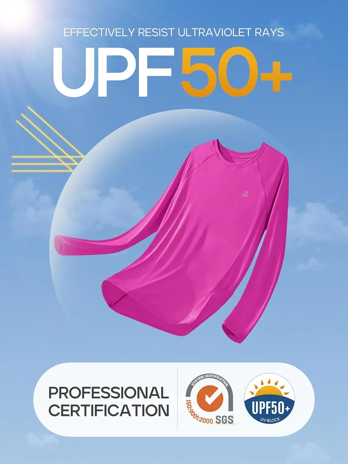 IUGA Rash Guard for Women UPF 50  SPF UV Protection Long Sleeve Workout Tops with Pockets Dry Fit Hiking Swim Shirt