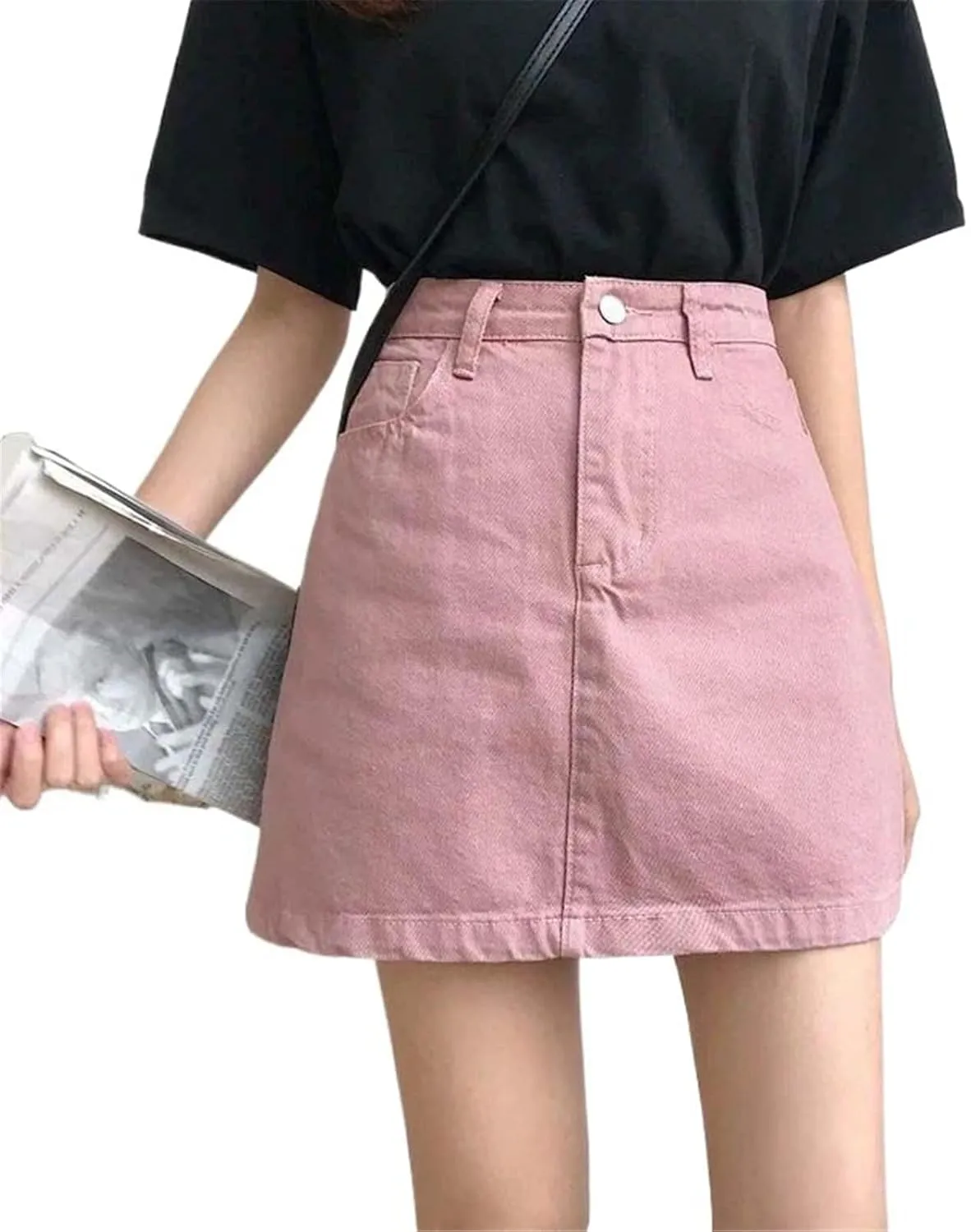 JYHBHMZG High Waisted Denim Short Skirt for Women Summer Student Mini Skirt Korean A-Line Skirts
