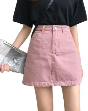 JYHBHMZG High Waisted Denim Short Skirt for Women Summer Student Mini Skirt Korean A-Line Skirts