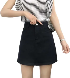 JYHBHMZG High Waisted Denim Short Skirt for Women Summer Student Mini Skirt Korean A-Line Skirts