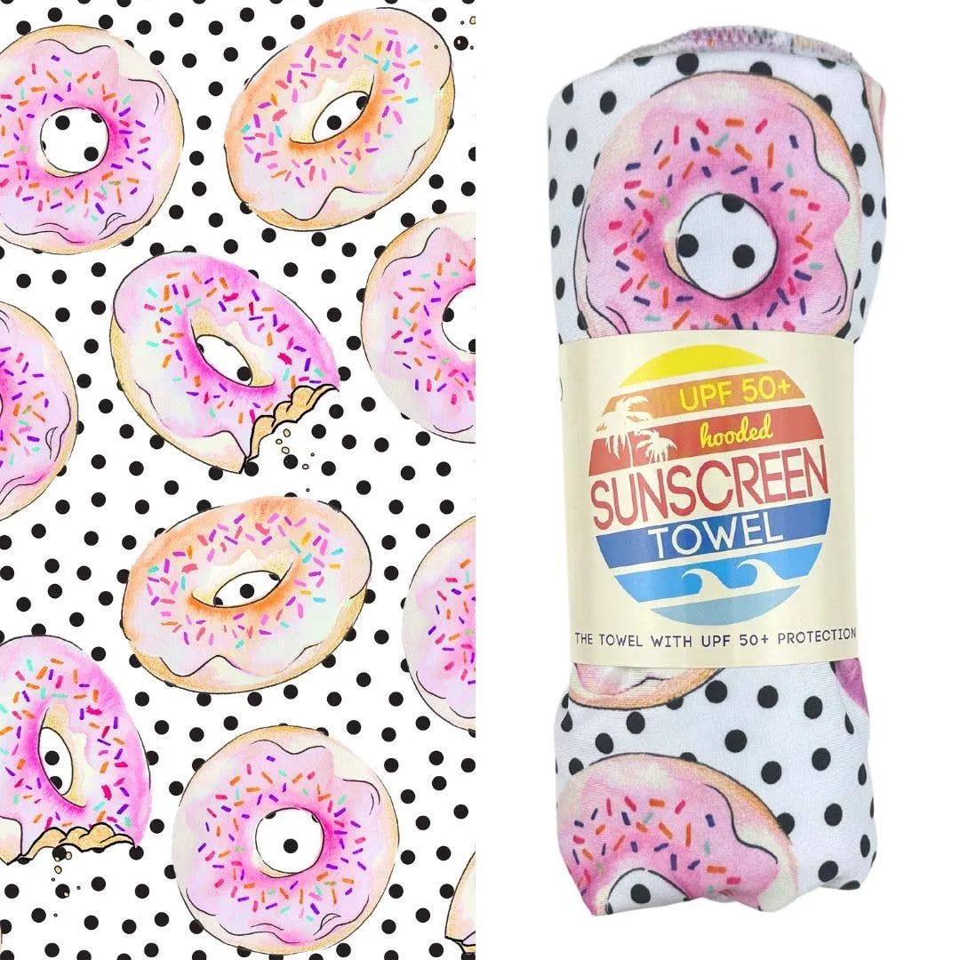 Kids Hooded UPF 50  Sunscreen Towel (Donut)