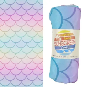 Kids Hooded UPF 50  Sunscreen Towel (Mermaid Scales)