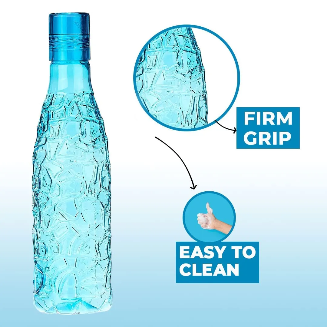 Kuber Industries BPA-Free Plastic Water Bottle|Leak Proof, Firm Grip, 100% Food Grade Plastic Bottles|For Home, Office, & Gym|Unbreakable, Freezer Proof, Fridge Water Bottle|Set Of 4|Blue (Pack Of 2)