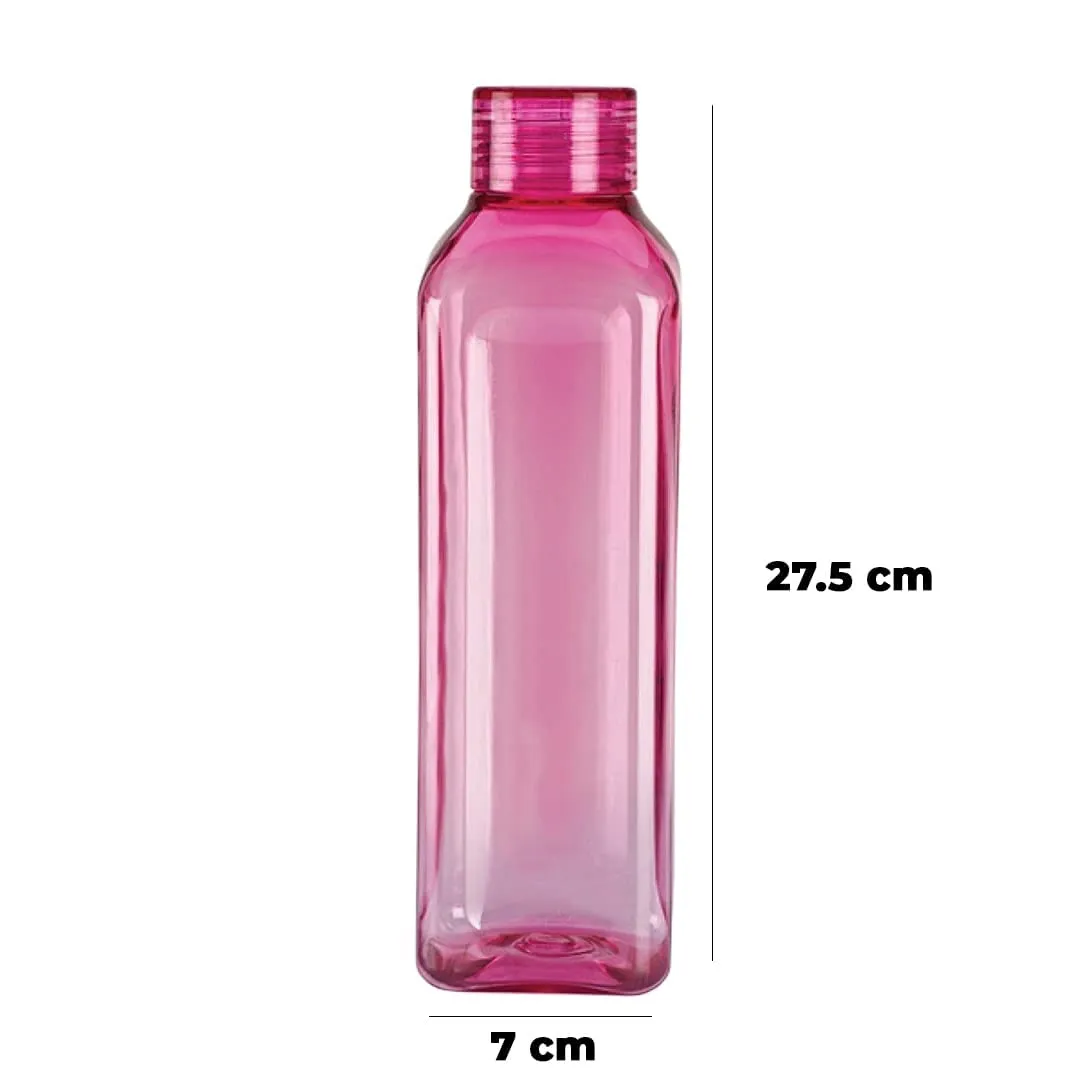 Kuber Industries BPA Free Plastic Water Bottles | Unbreakable, Leak Proof, 100% Food Grade Plastic | For Kids & Adults | Refrigerator Plastic Bottle Set of 6|Pink (Pack Of 6)