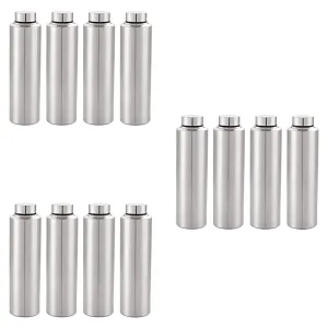 Kuber Industries Pack of 3 Stainless Steel Water Bottle | 1 Litre Steel Water Bottles | 12 Pieces Water Bottle For Fridge | Cold Water Bottle | Water Bottle for School-Collage-Office-Travel | Silver