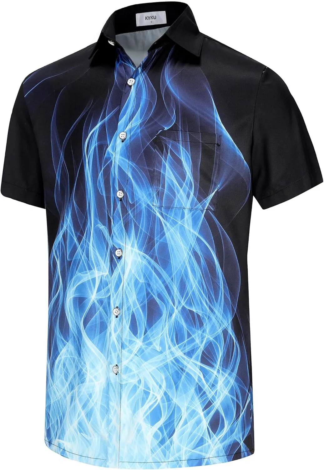 KYKU Men's Casual Button-Down Shirts Hawaiian Shirt Short Sleeve Beach Clothes with Pockets