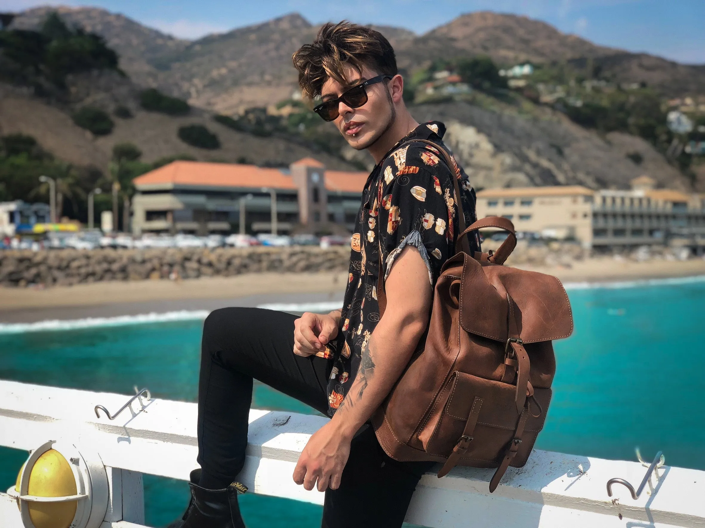 Leather Backpack in Heritage Brown Mod 102
