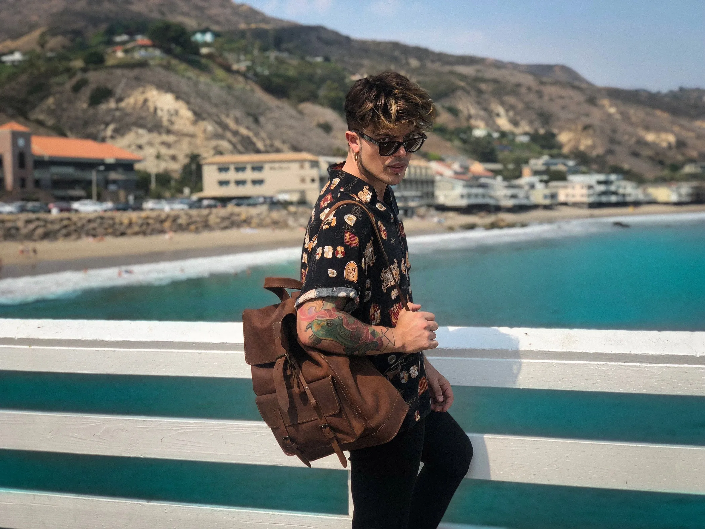 Leather Backpack in Heritage Brown Mod 102