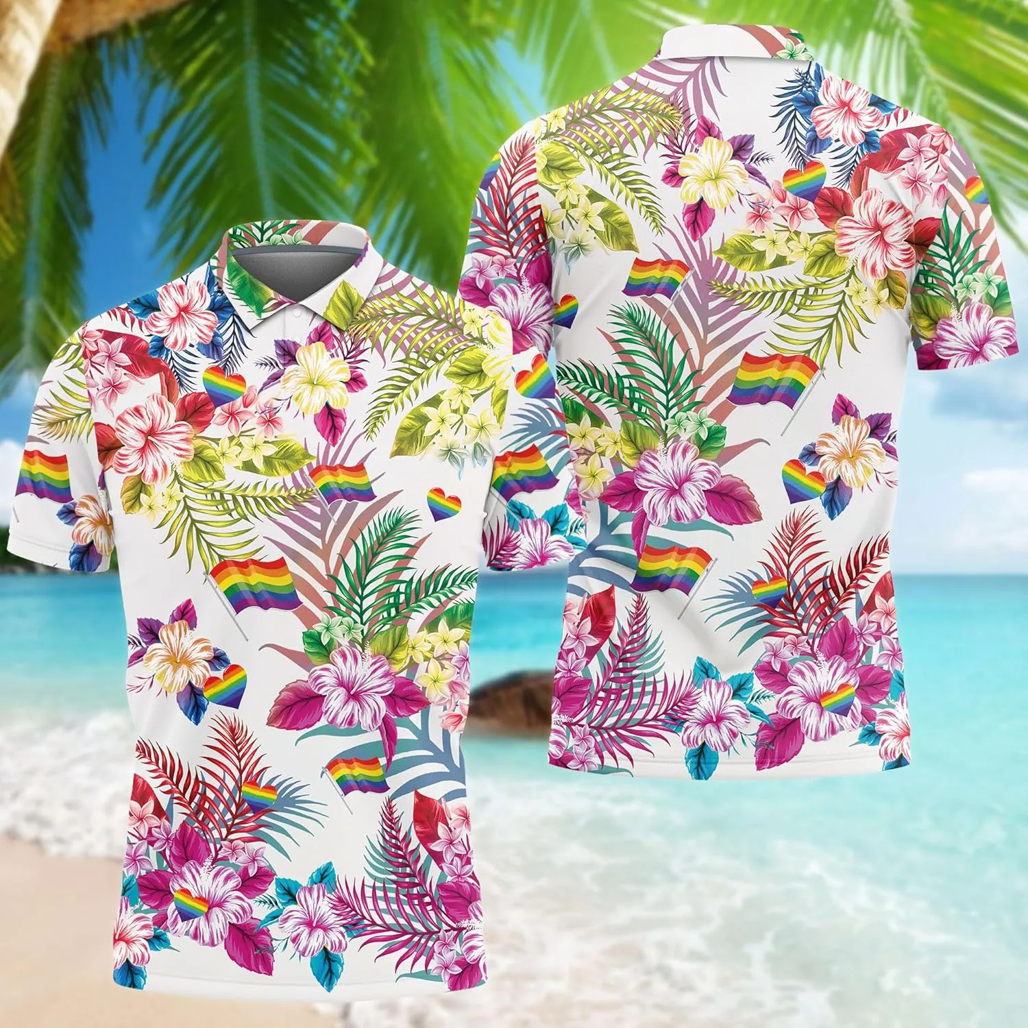 LGBT Golf Shirt Men Funny Golf Polos for Men Dry Fit- Pride Day Golf Polo Shirts Hawaiian Polo Golf Outfits (MP_PL_25)